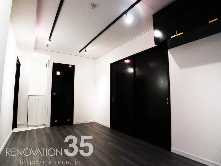 黒塗装×木目 男性向けデザイン、1DKの空室対策リノベーション東京都葛飾区、AFTER2