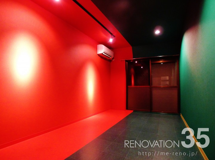 レッド×グリーンが作る個性的空間、1Kの空室対策リノベーション埼玉県所沢市、AFTER2