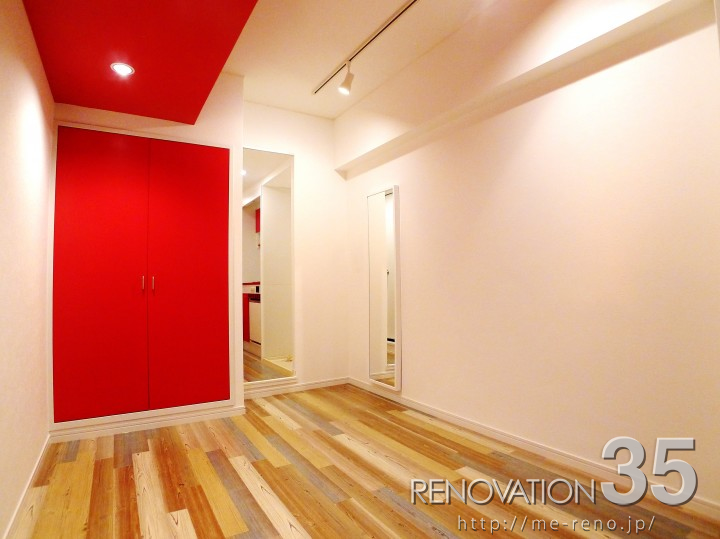 カラータイルと赤が作るPOP空間、1Kの空室対策リノベーション東京都八王子市、AFTER1