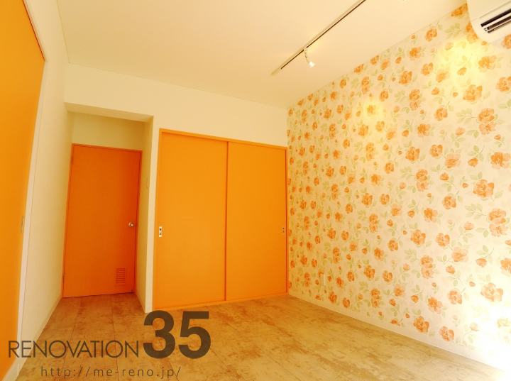 オレンジのバラ模様が作るエレガント空間、2LDKの空室対策リノベーション神奈川県相模原市、AFTER2