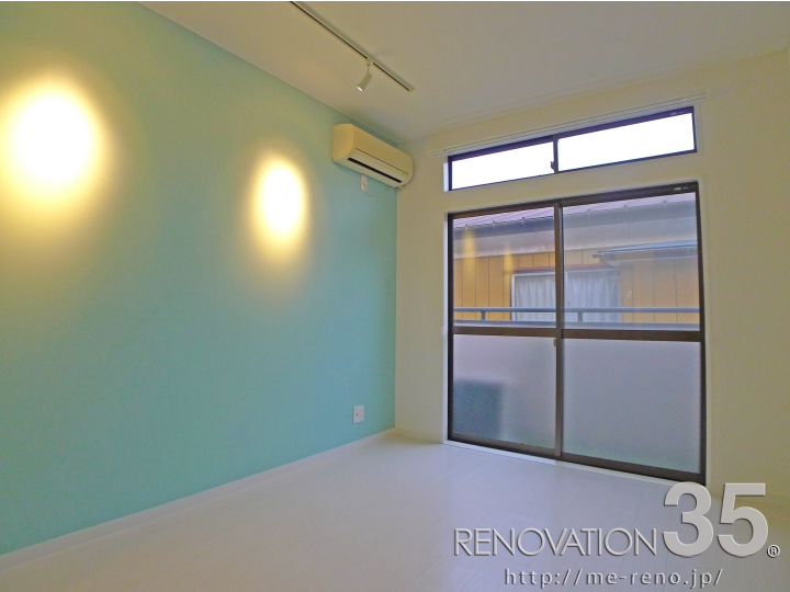 白×水色で作るシンプルモダンな空間、1Rの空室対策リノベーション神奈川県座間市、AFTER2