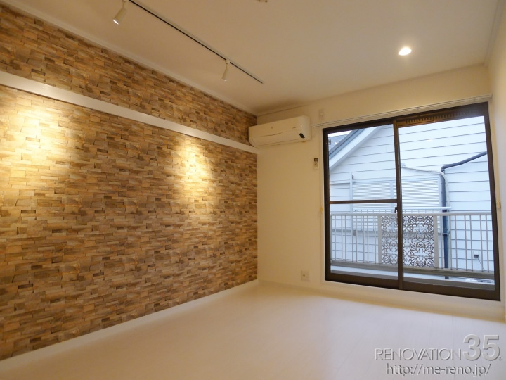 ホワイト×石目柄で作るシンプルスタイリッシュ空間、1Kの空室対策リノベーション東京都品川区、AFTER3
