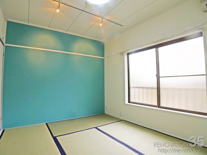 白×水色で作るモダンな和室、1DKの空室対策リノベーション東京都東村山市、AFTER2