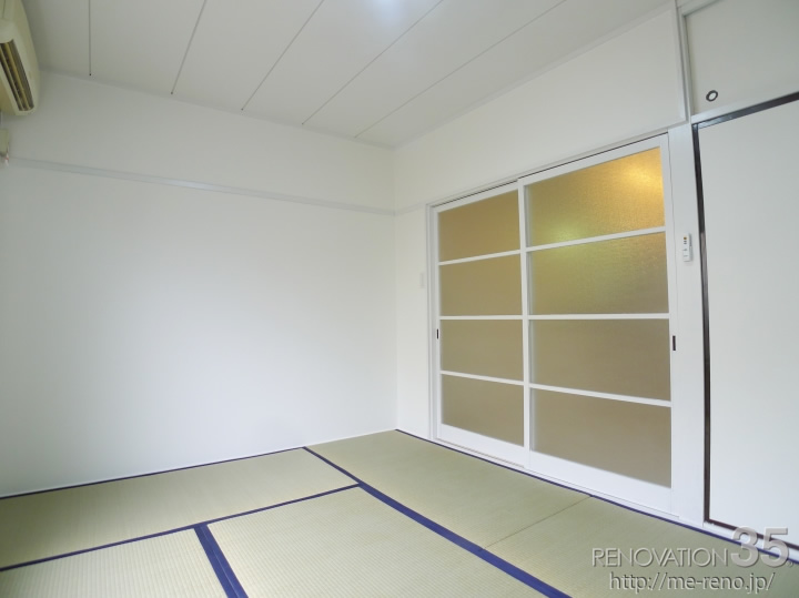 白×水色で作るモダンな和室、1DKの空室対策リノベーション東京都東村山市、AFTER3