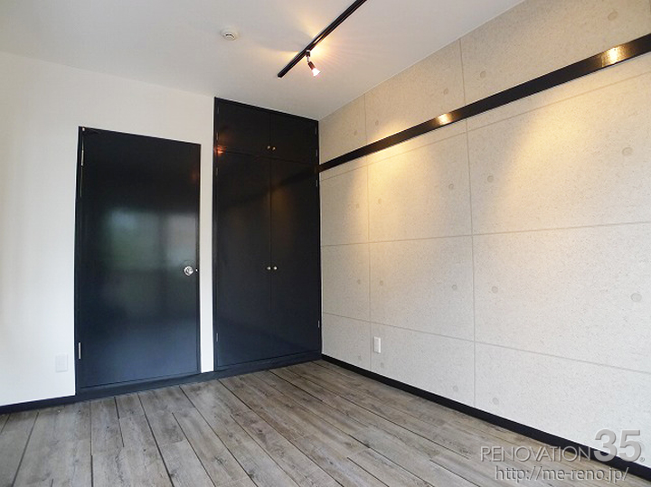 ブラック×コンクリート柄で作る高級感のある空間、1Rの空室対策リノベーション埼玉県川口市、AFTER2