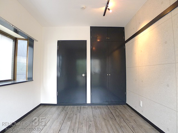 ブラック×コンクリート柄で作る高級感のある空間、1Rの空室対策リノベーション埼玉県川口市、AFTER3