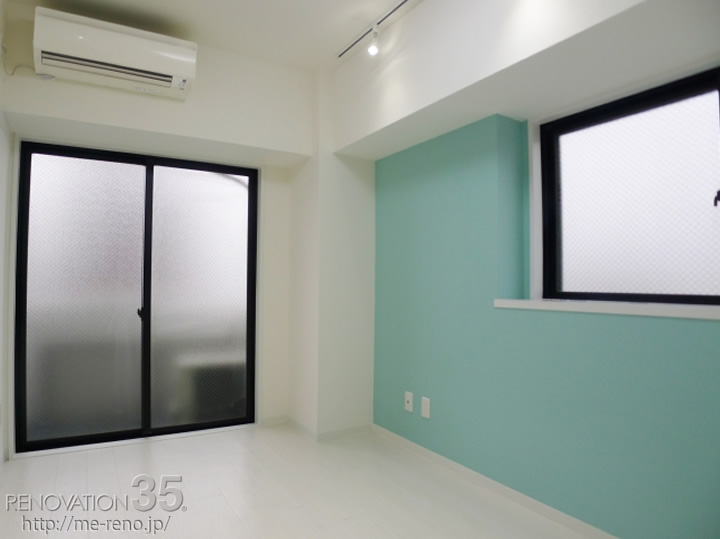 白×水色で作る爽やか空間、1Kの空室対策リノベーション神奈川県平塚市、AFTER3