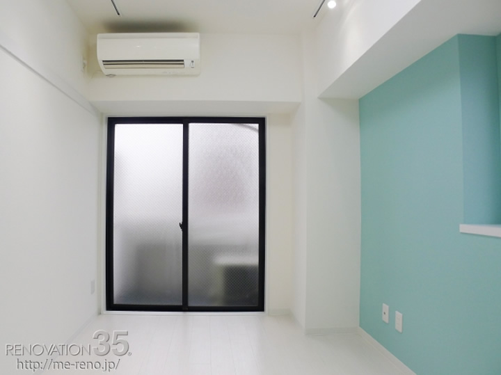 白×水色で作る爽やか空間、1Kの空室対策リノベーション神奈川県平塚市、AFTER4