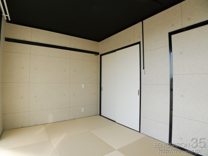 琉球畳×コンクリート柄クロスが演出する和洋MIXスタイル、1Kの空室対策リノベーション神奈川県横浜市鶴見区、AFTER3