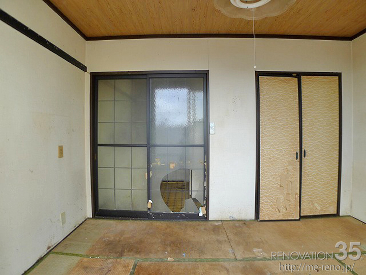 琉球畳×コンクリート柄クロスが演出する和洋MIXスタイル、1Kの空室対策リフォーム神奈川県横浜市鶴見区、BEFORE2