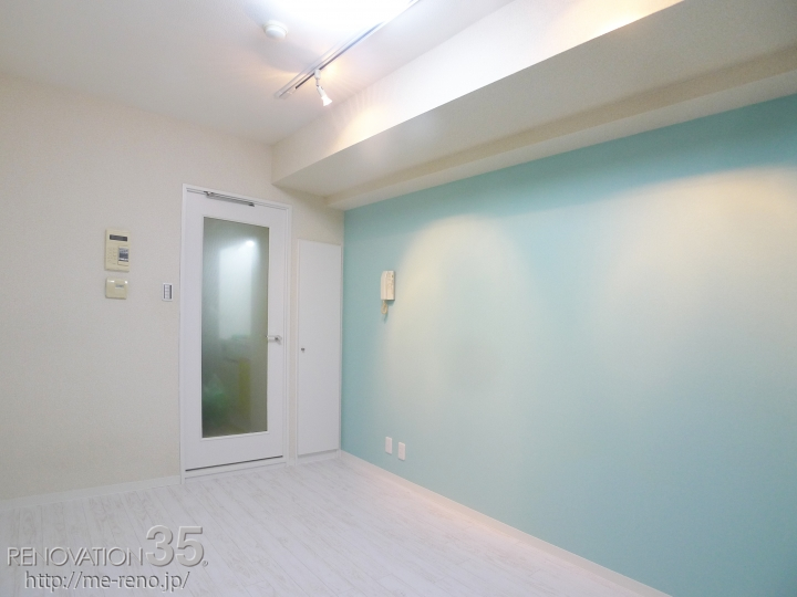 白と水色で作るシンプル爽やか空間、1Kの空室対策リノベーション神奈川県大和市、AFTER4