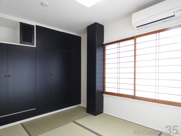 白と黒のコントラストを愉しむエレガント空間、2LDKの空室対策リノベーション東京都立川市、AFTER4
