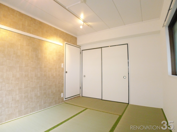 和紙風クロスでモダンな和室、3DKの空室対策リノベーション埼玉県川越市、AFTER3