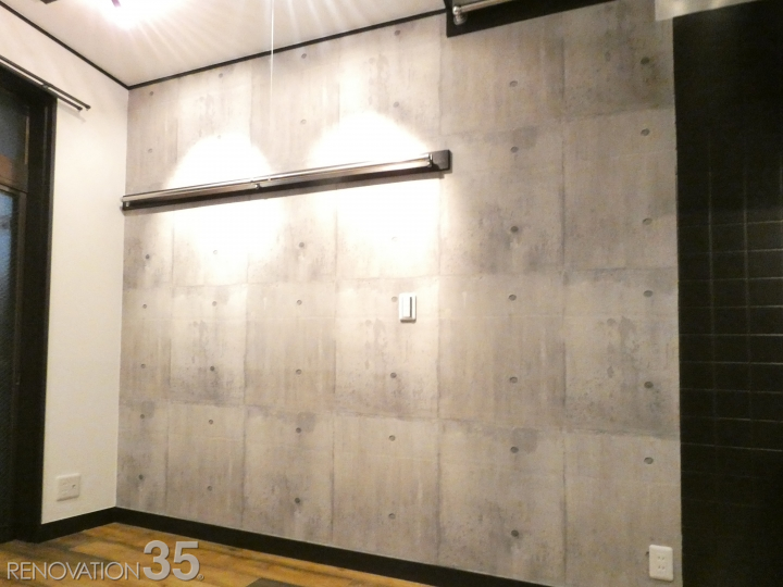 コンクリート柄と木目調が作る立体感、1R+ロフトの空室対策リノベーション東京都大田区、AFTER2