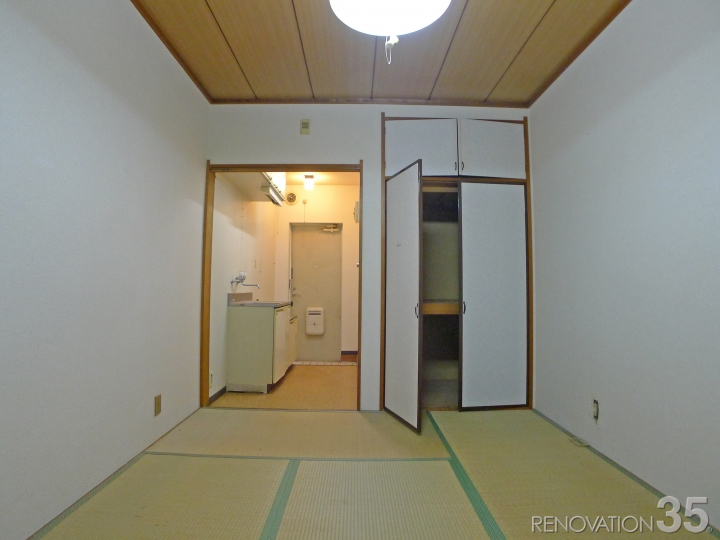 木目柄×エメラルドグリーン、1Kの空室対策リフォーム神奈川県厚木市、BEFORE3