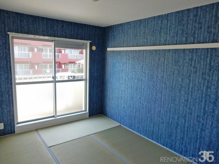 グレーとブルーが演出するスタイリッシュ空間、2DKの空室対策リノベーション東京都青梅市、AFTER3