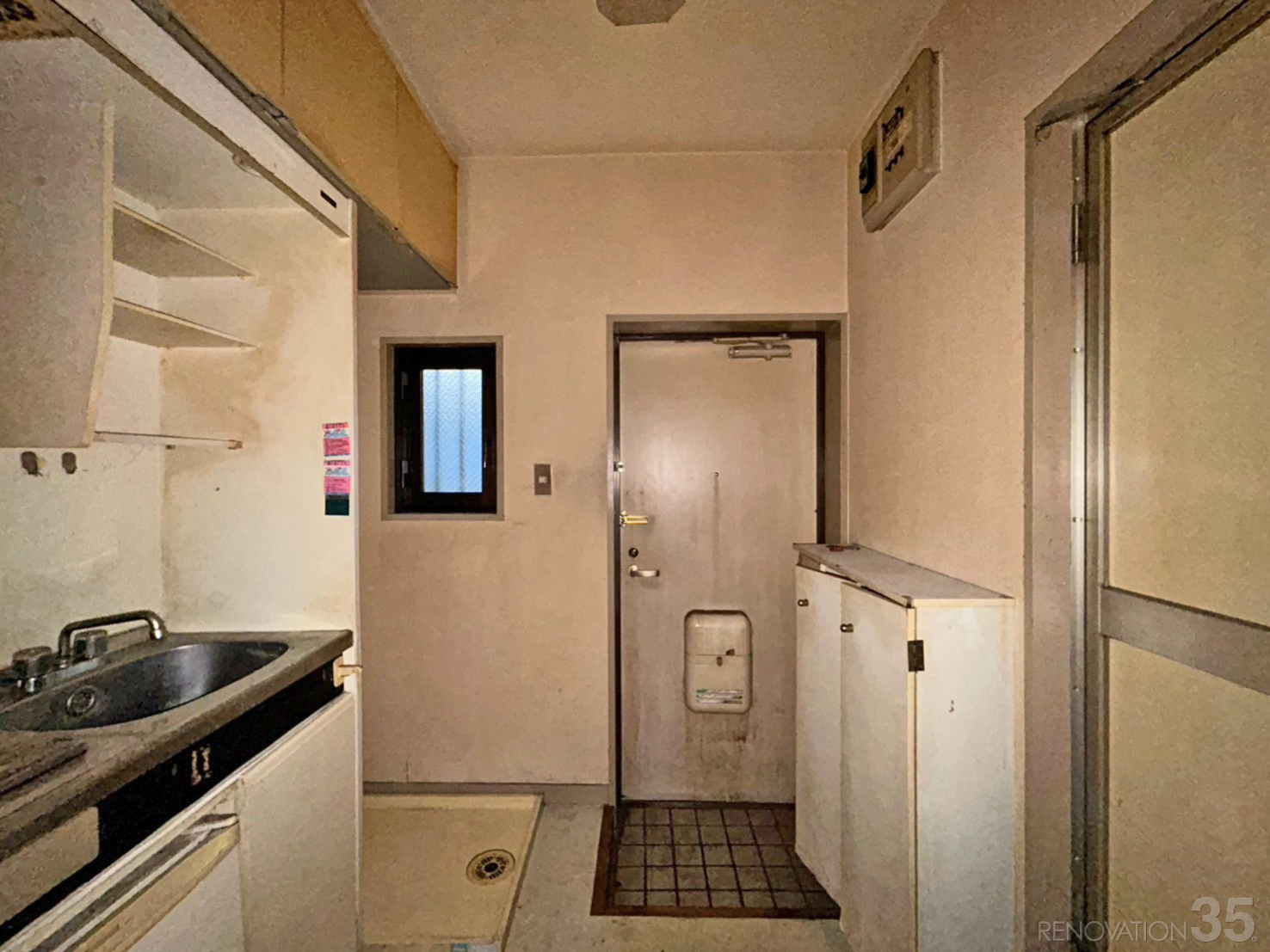 白とグレーの明るいワンルーム、1Rの空室対策リフォーム東京都小平市、BEFORE5