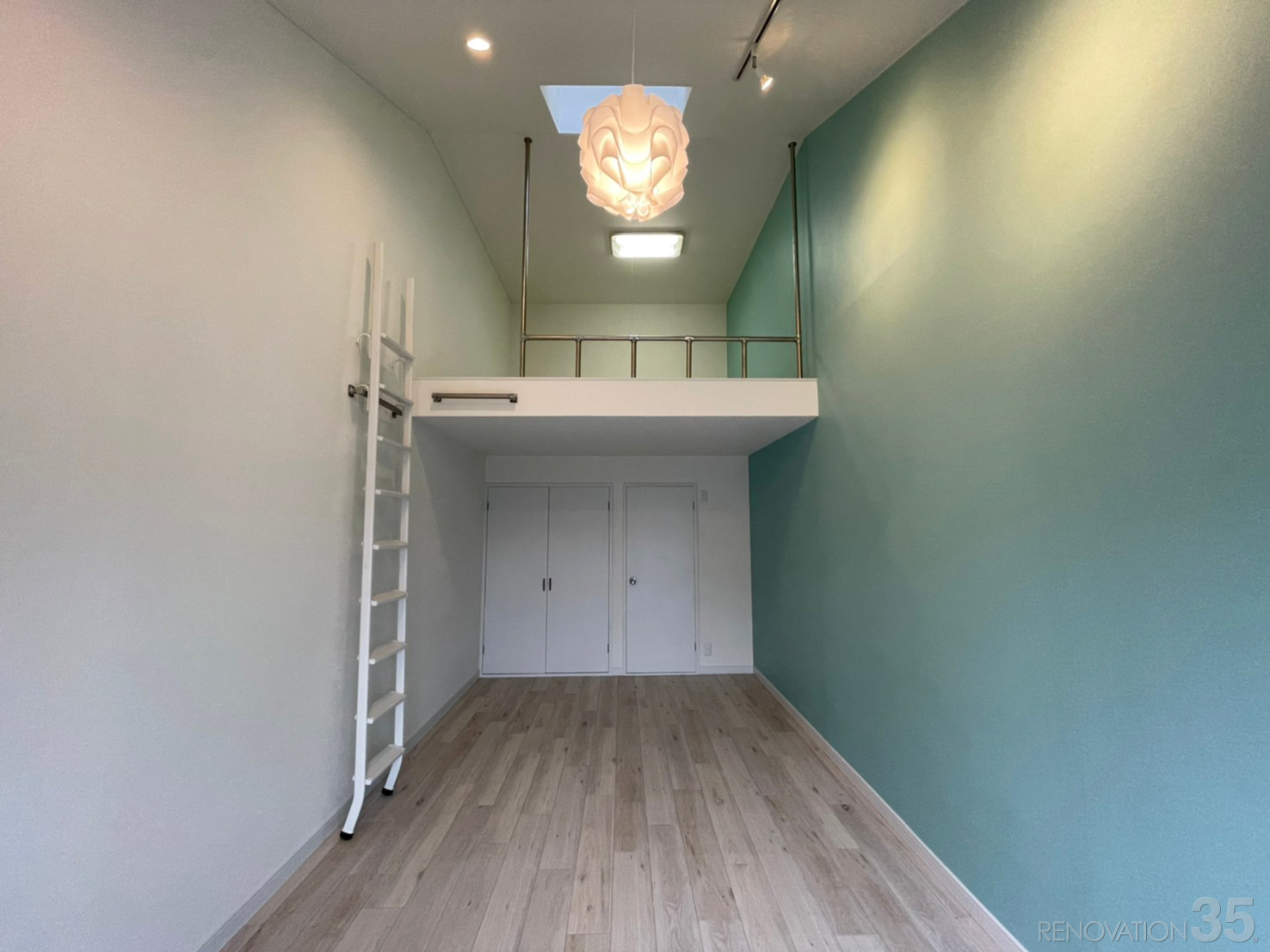 開放的なライトブルー空間、1K+ロフトの空室対策リノベーション千葉県柏市、AFTER2