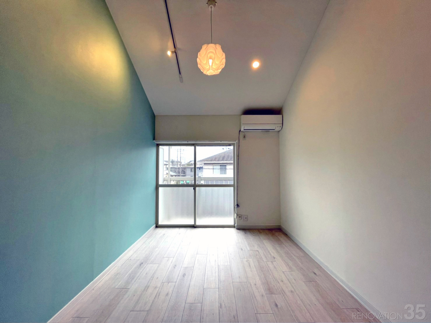 開放的なライトブルー空間、1K+ロフトの空室対策リノベーション千葉県柏市、AFTER3