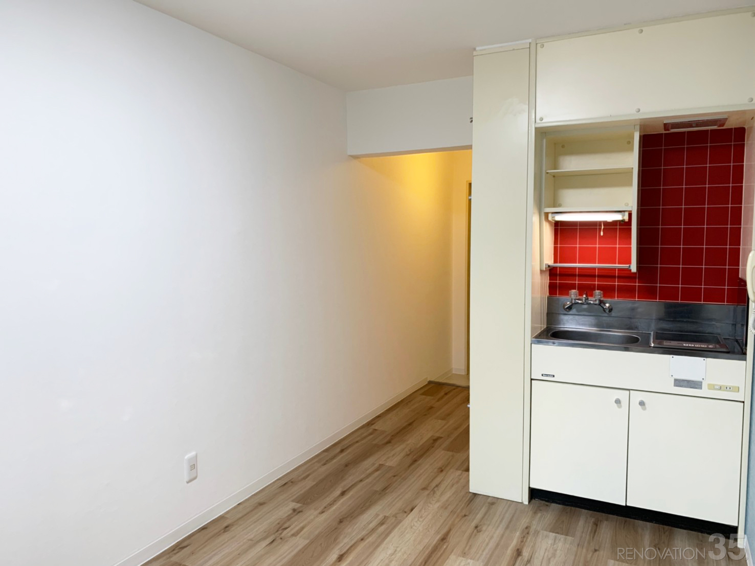 グレーイッシュブルーの空間、1Rの空室対策リノベーション東京都渋谷区、AFTER4