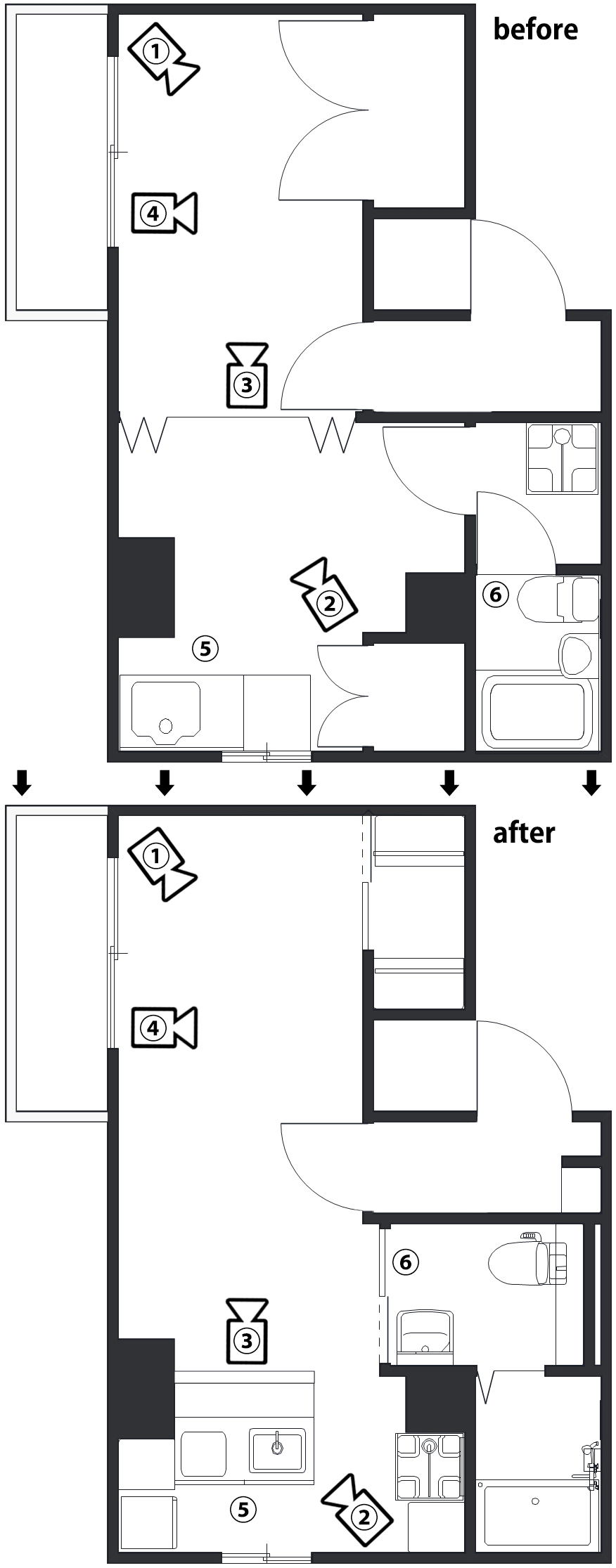 東京都新宿区1DK→1R28.3㎡の図面写真