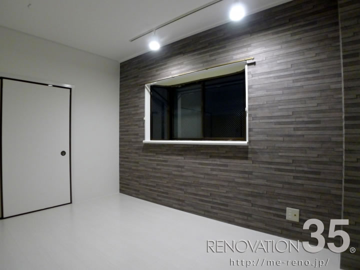 リノベーションで埼玉県川口市の築27年のマンションの2dkの賃貸物件を 白 石目調クロスで作る高級感漂う空間に施工